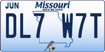 MO license plate DL7W7T