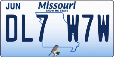 MO license plate DL7W7W
