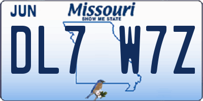 MO license plate DL7W7Z