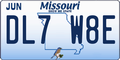 MO license plate DL7W8E