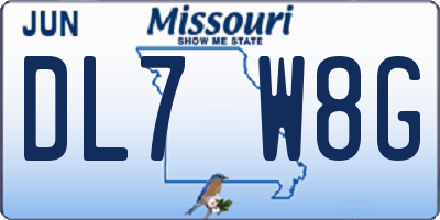 MO license plate DL7W8G
