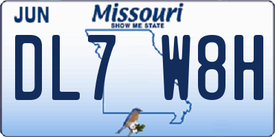 MO license plate DL7W8H