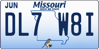 MO license plate DL7W8I