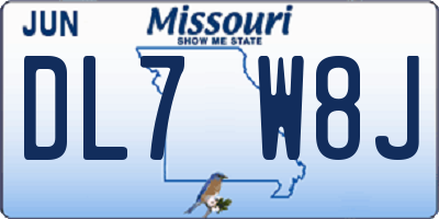 MO license plate DL7W8J