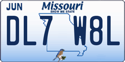 MO license plate DL7W8L