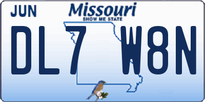 MO license plate DL7W8N