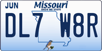 MO license plate DL7W8R