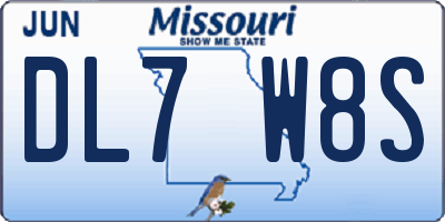 MO license plate DL7W8S