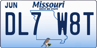 MO license plate DL7W8T