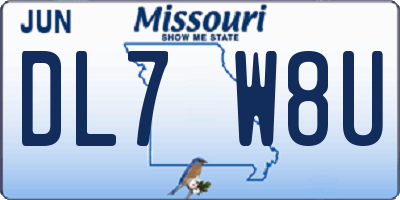 MO license plate DL7W8U