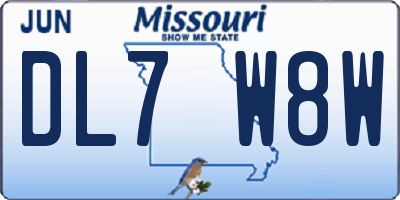 MO license plate DL7W8W