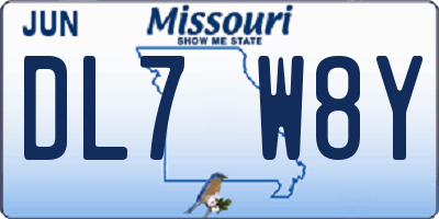 MO license plate DL7W8Y
