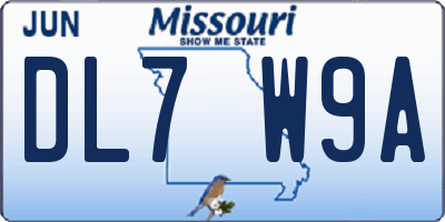 MO license plate DL7W9A