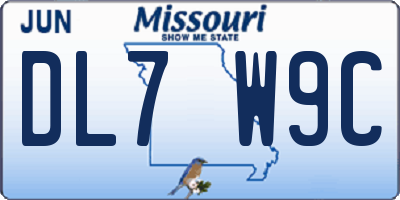 MO license plate DL7W9C