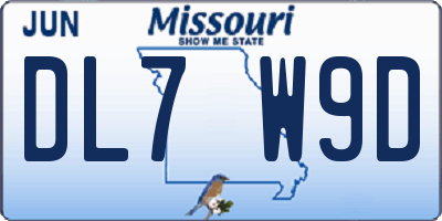 MO license plate DL7W9D