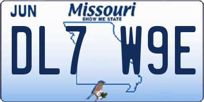 MO license plate DL7W9E
