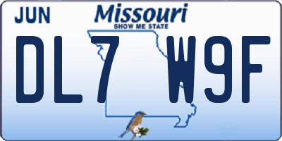 MO license plate DL7W9F