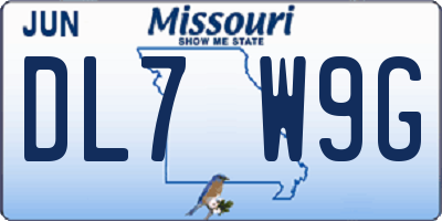 MO license plate DL7W9G