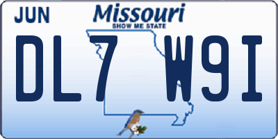 MO license plate DL7W9I