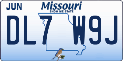 MO license plate DL7W9J