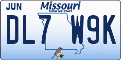MO license plate DL7W9K