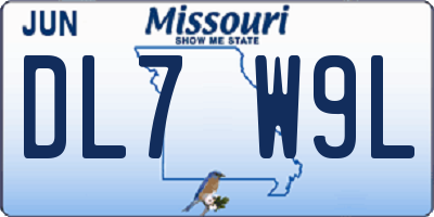 MO license plate DL7W9L