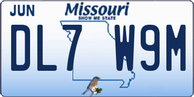 MO license plate DL7W9M
