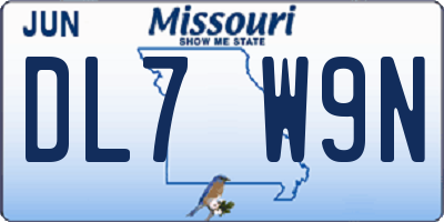 MO license plate DL7W9N