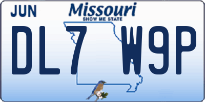 MO license plate DL7W9P