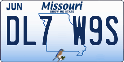 MO license plate DL7W9S