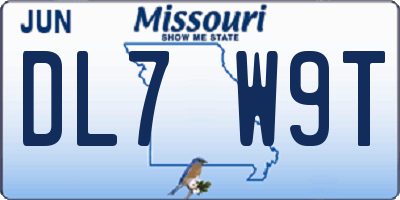 MO license plate DL7W9T