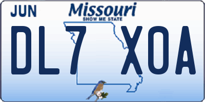 MO license plate DL7X0A