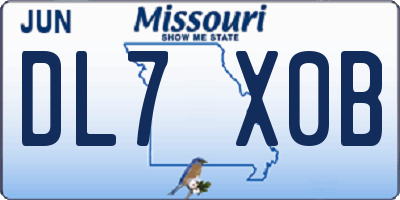 MO license plate DL7X0B