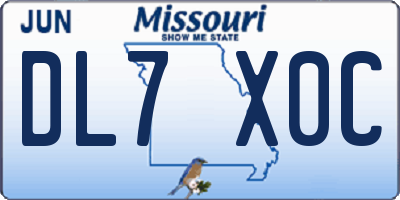 MO license plate DL7X0C