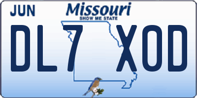 MO license plate DL7X0D