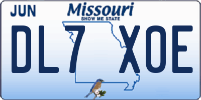 MO license plate DL7X0E