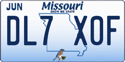 MO license plate DL7X0F