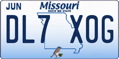 MO license plate DL7X0G