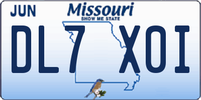MO license plate DL7X0I
