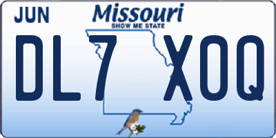 MO license plate DL7X0Q