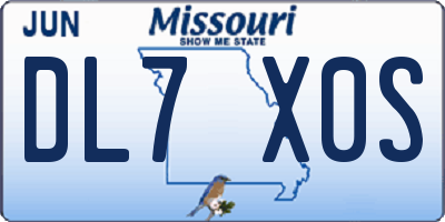 MO license plate DL7X0S