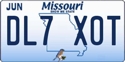 MO license plate DL7X0T
