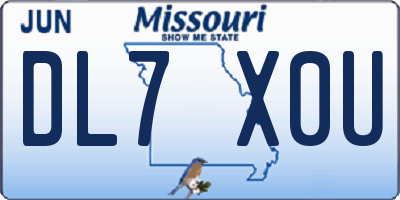 MO license plate DL7X0U