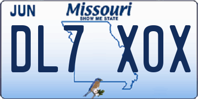MO license plate DL7X0X
