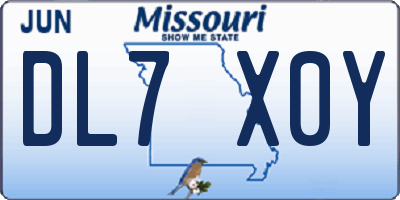 MO license plate DL7X0Y