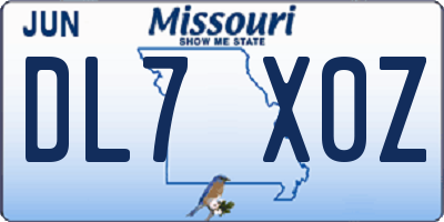 MO license plate DL7X0Z
