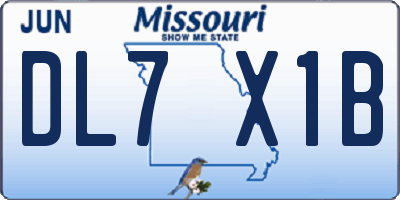 MO license plate DL7X1B