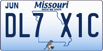 MO license plate DL7X1C