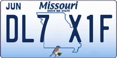 MO license plate DL7X1F