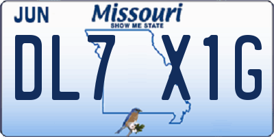 MO license plate DL7X1G